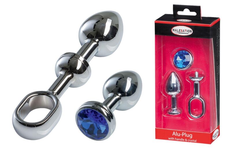 MALESATION Alu-Plug with handle & crystal small